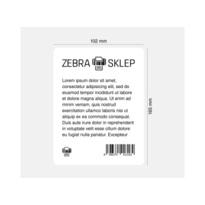 Paper direct thermal labels Zebra Z-Perform 1000D uncoated permanent adhesive White 102x165mm core 76mm
