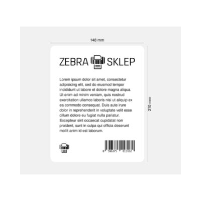 Etichette termiche diretta in carta Zebra Z-Perform 1000D non rivestito adesivo permanente Bianca 148x210mm nucleo 76mm
