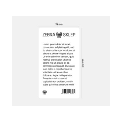 Paper thermal transfer labels Zebra Z-Perform 1000T uncoated permanent adhesive perforated White 74x210mm core 76mm