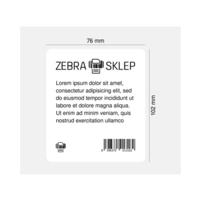 Paper thermal transfer labels Zebra Z-Perform 1000T uncoated permanent adhesive White 76x102mm core 76mm