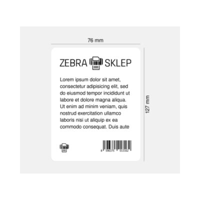Paper thermal transfer labels Zebra Z-Perform 1000T uncoated permanent adhesive White 76x127mm core 76mm