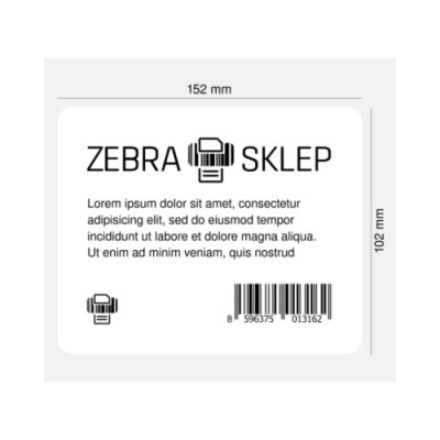 Etichette termotransferibili in carta Zebra Z-Perform 1000T non rivestito adesivo permanente perforazione Bianca 152x102mm nucleo 76mm