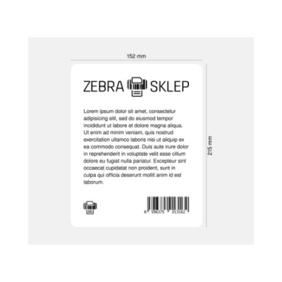 Etichette termotransferibili in carta Zebra Z-Perform 1000T non rivestito adesivo permanente Bianca 152x215mm nucleo 76mm