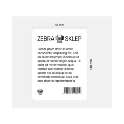 Paper thermal transfer labels Zebra Z-Select 2000T coated permanent adhesive White 83x140mm core 76mm