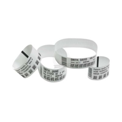 Braccialetti termica diretta polipropilene in cartuccia Zebra Z-Band UltraSoft per neonati chiusura rivestita con adesivo universale durevole con perforazione Bianca 25x152mm nucleo 25mm