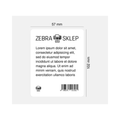 Paper direct thermal labels Zebra Z-Select 2000D coated permanent adhesive perforated White 57x102mm core 25mm