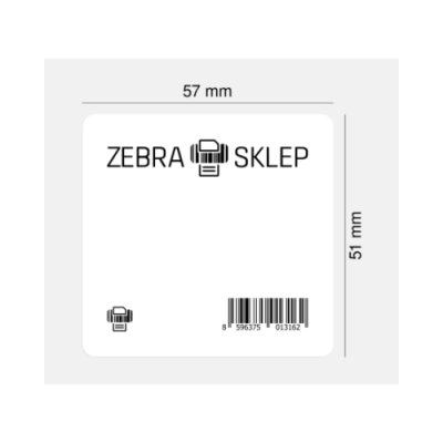 Paper thermal transfer labels Zebra Z-Select 2000T coated permanent adhesive perforated White 57x51mm core 25mm