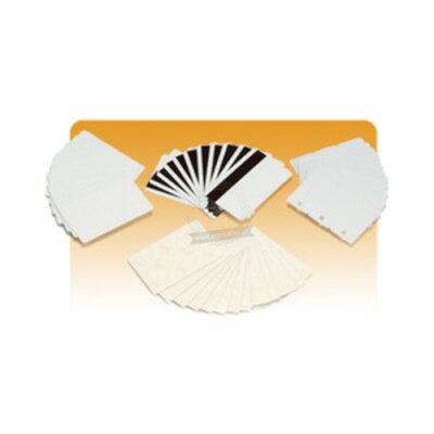 Zebra PVC Premier plastic cards, business card type with writable back, white 0.38mm - 500 cards