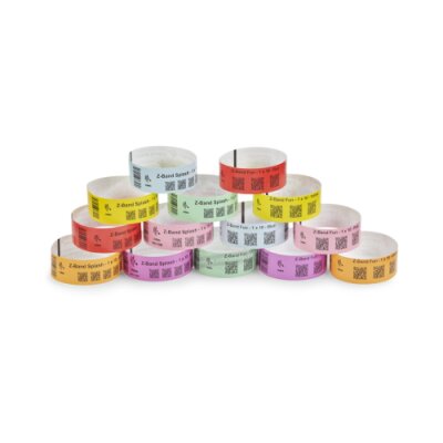 Cartridges with bands ZEBRA Z-Band Splash perforated yellow 25 x 254 mm
