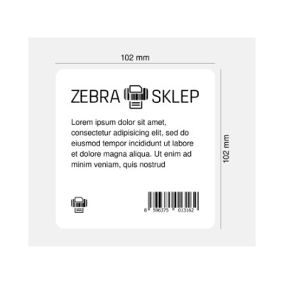 Paper direct thermal labels Zebra Z-Perform 1000D uncoated permanent adhesive White 102x102mm core 25mm