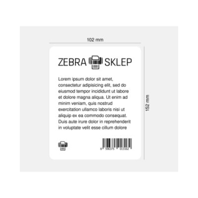Paper direct thermal labels Zebra Z-Perform 1000D uncoated permanent adhesive perforated White 102x152mm core 25mm