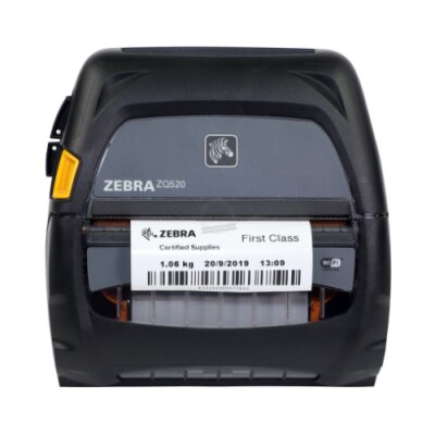 Direct thermal printer ZQ520 Zebra; Dual Radio (Bluetooth 3.0/WLAN), Linered Platen, Active NFC, English, Grouping E