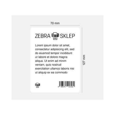 Etykiety termotransferowe poliestrowe Zebra Z-Ultimate 3000T White coated permanent adhesive White 70x127mm core 76mm