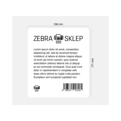 Paper thermal transfer labels Zebra Z-Perform 1000T uncoated permanent adhesive White 138mmx171m core 76mm