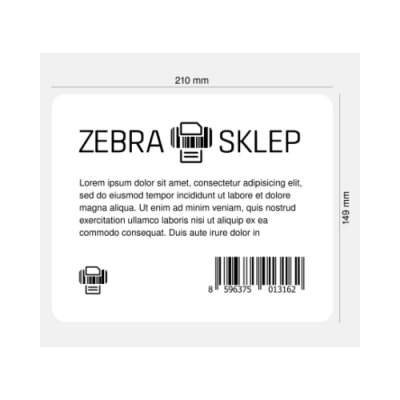 Paper thermal transfer labels Zebra Z-Perform 1000T uncoated permanent adhesive perforated White 210x149mm core 76mm