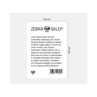 Paper direct thermal labels Zebra Z-Perform 1000D Fanfolded uncoated permanent adhesive perforated White 102x192mm (składanka)