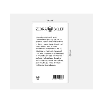 Paper direct thermal labels Zebra Z-Perform 1000D uncoated permanent adhesive White 102x254 mm core 76mm