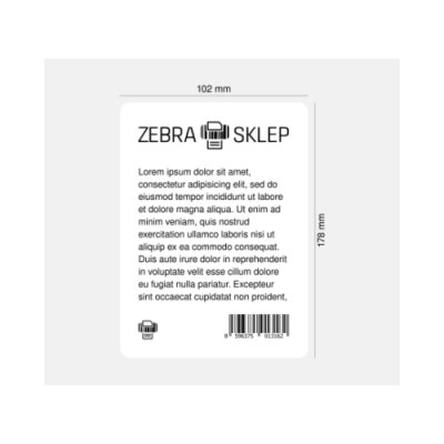 Paper direct thermal labels Zebra Z-Perform 1000D uncoated permanent adhesive perforated White 102x178mm core 25mm