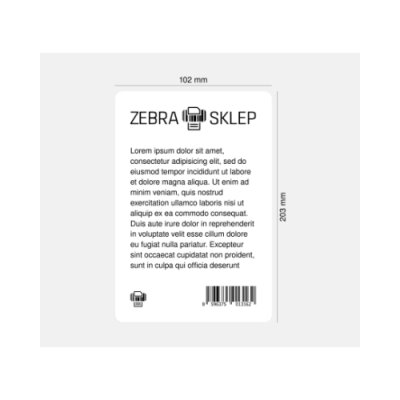 Paper direct thermal labels Zebra Z-Perform 1000D uncoated permanent adhesive perforated White 102x203mm core 25mm