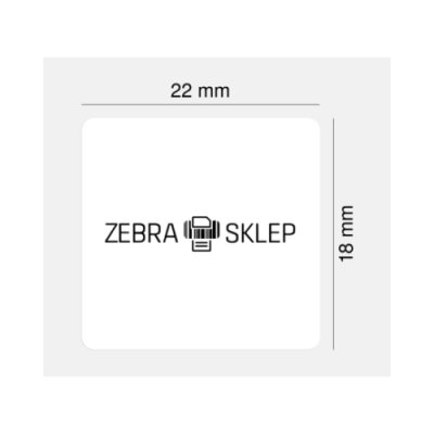 Polyester thermal transfer labels Zebra 8000T Lab Resist permanent adhesive White 22x18mm core 25mm