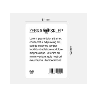 Paper thermal transfer labels Zebra Z-Perform 1000T uncoated permanent adhesive White 51x102mm core 76mm