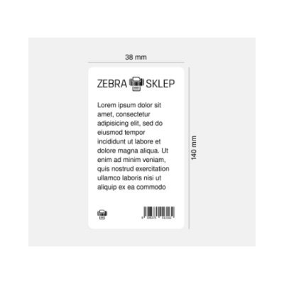 Paper thermal transfer labels Zebra Z-Perform 1000T uncoated permanent adhesive White 38x140mm core 76mm