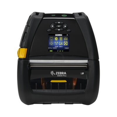 Direct thermal printer Zebra ZQ630 Plus; English fonts,BT 4.x, Linered platen, 0.75" core, Group E, Shoulder strap, Belt clip