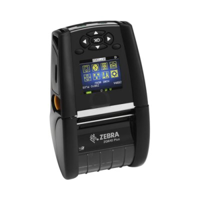 Direct thermal printer ZQ610 Plus Zebra; 2"/48mm, English/Latin fonts, BT 4.x, Linered platen, 0.75" core, Group E, Shoulder strap, Belt clip