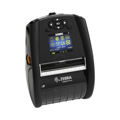 Direct thermal printer ZQ620 Plus Zebra; 3"/72mm, English fonts, BT 4.x, Linered platen, 0.75" core, Group E, Shoulder strap, Belt clip