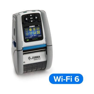 Direct thermal printer ZQ610 Plus Zebra; 2"/48mm Healthcare, English/Latin fonts, Wi-Fi 6 Dual Radio (802.11AX / BT5.x), Linered platen, 0.75" core, Belt clip