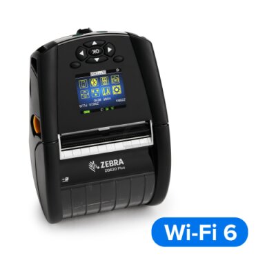 Direct thermal printer ZQ620 Plus Zebra; 3"/72mm, English fonts, Wi-Fi 6 Dual Radio (802.11AX / BT5.x), Linered platen, 0.75" core, Shoulder strap, Belt clip