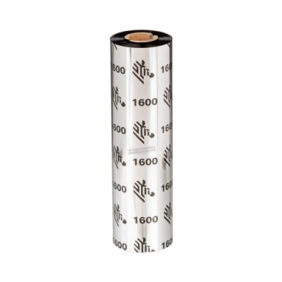 Zebra 1600 Economy Wax Ribbon, Black, 110mmx74m, 12.7mm Core