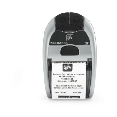 Direct thermal printer iMZ220 Zebra; CPCL/ZPL, UK Plug, USB/802.11n, 16M/128M, iOS, LinkOS, English, Grouping E